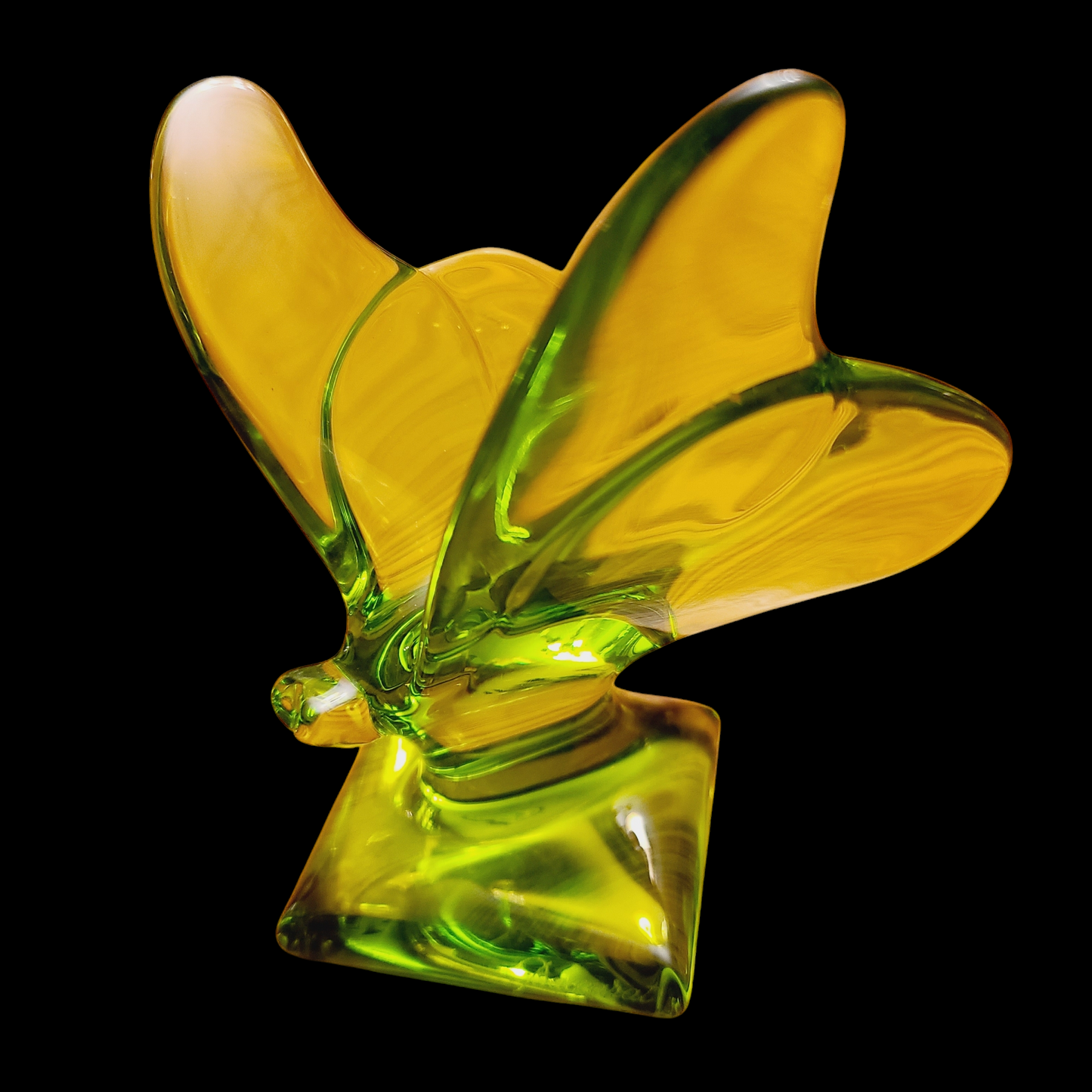 Baccarat Butterfly Green Art Glass Figurine