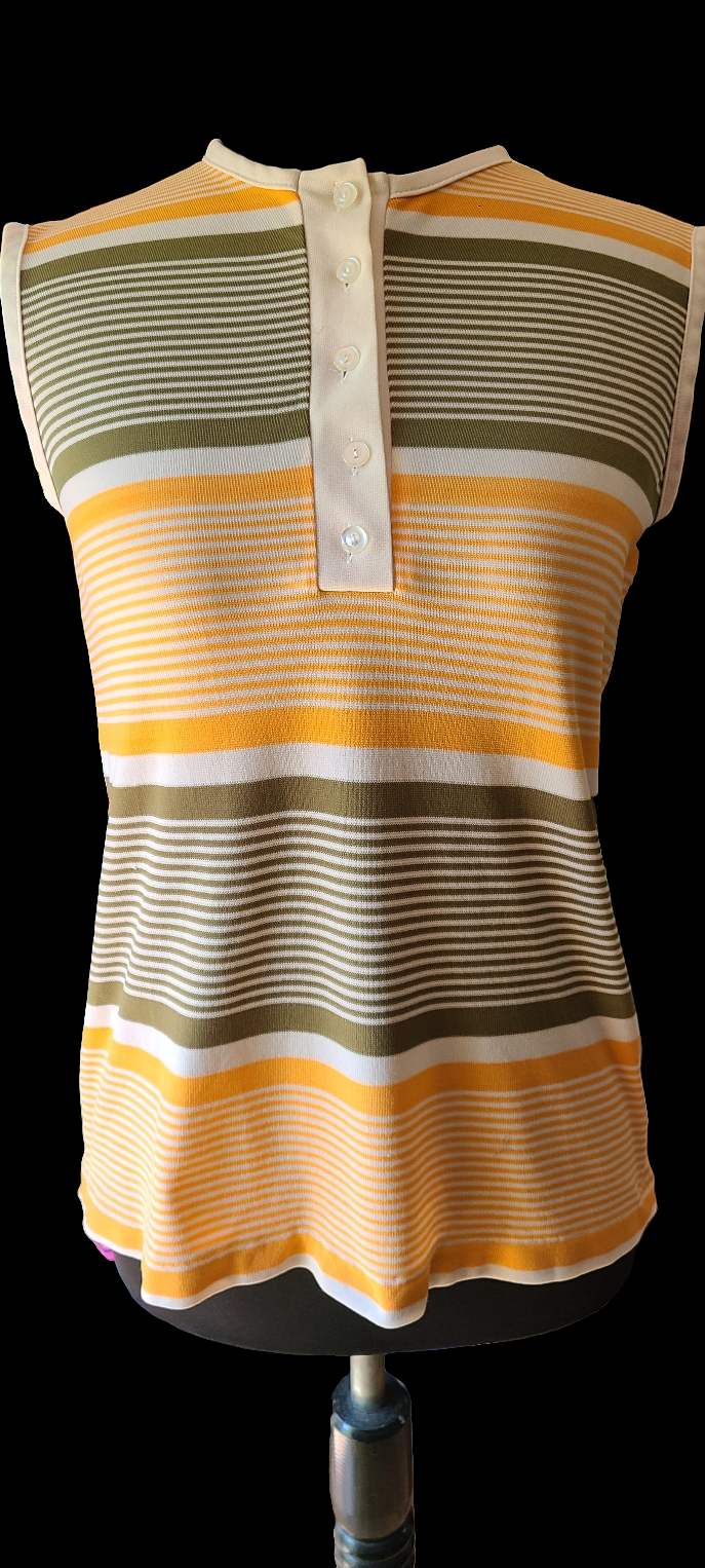 VINTAGE 60's Striped Sleeveless Shirt | Size Small