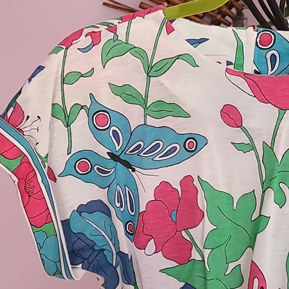 VINTAGE | Serbin Butterfly Print Sundress | Size 6 Petite
