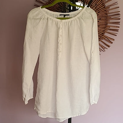 White Linen Poet Blouse | Size EU 42
