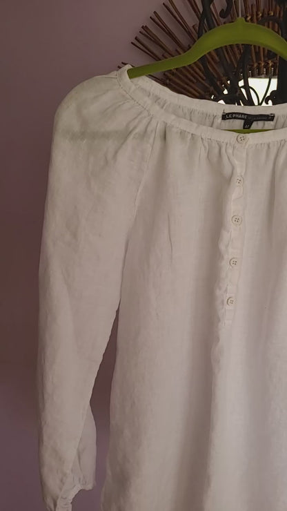 White Linen Poet Blouse | Size EU 42