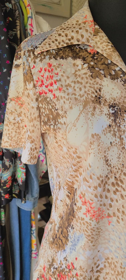 VINTAGE Short sleeve collared polyester shirt | Size Small
